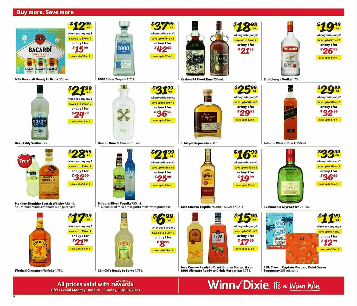 Winn-Dixie Liquor Weekly Ad from June 26