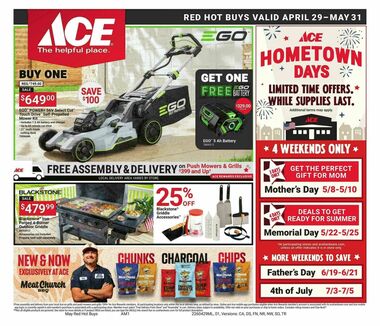 Ace Hardware May Month Long Red Hot Buys
