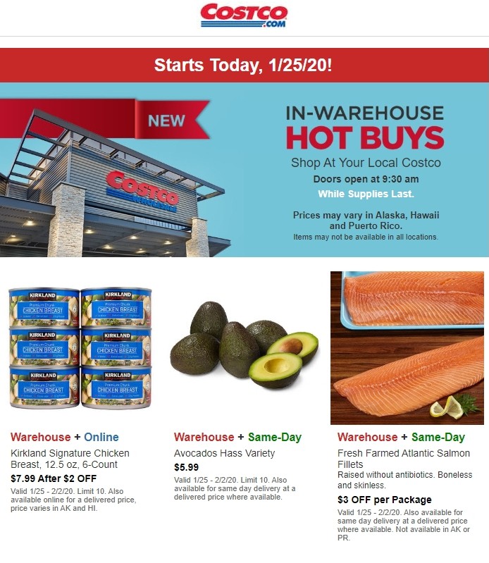 Costco Special Buys and Warehouse Savings from January 25