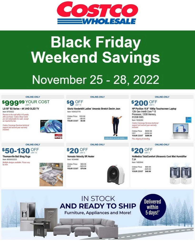 Costco Black Friday Weekend Savings Special Buys and Warehouse Savings