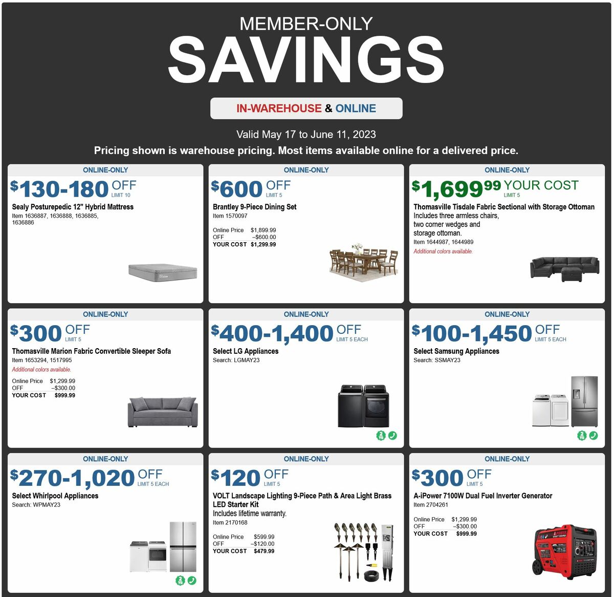 Costco Special Buys and Warehouse Savings from May 17