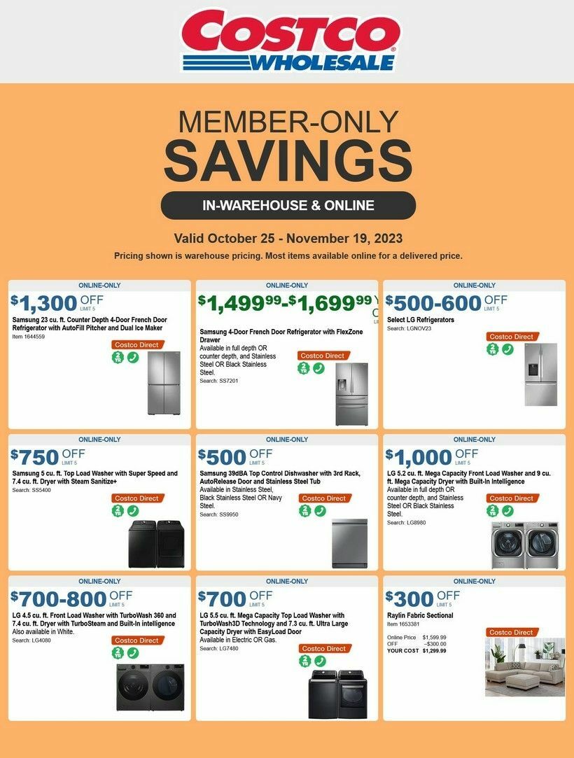 Costco special buys and warehouse savings from october 25