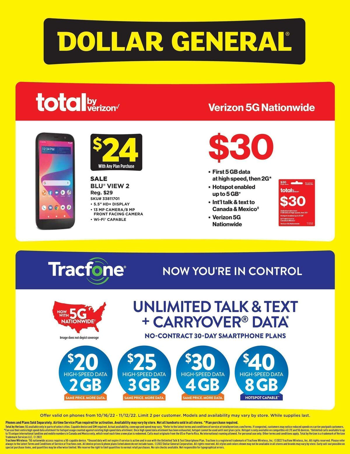 Dollar General Weekly Wireless Specials Weekly Ads and Circulars from October 16