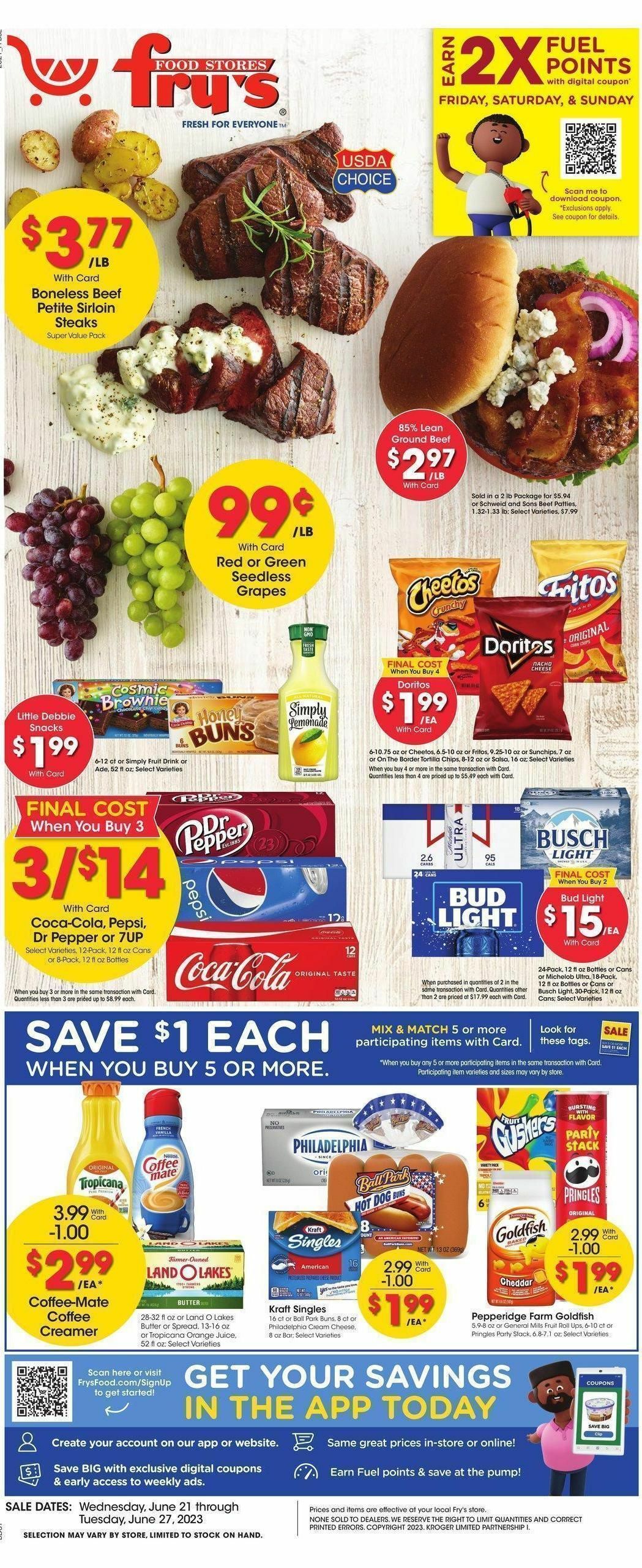 Fry's Food Weekly Ad from June 21