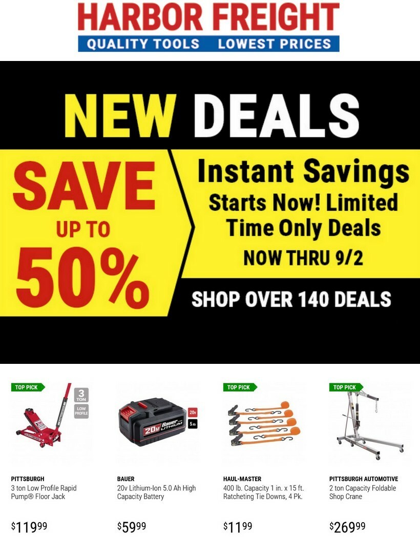 Harbor Freight Tools Best Offers & Special Buys from August 20