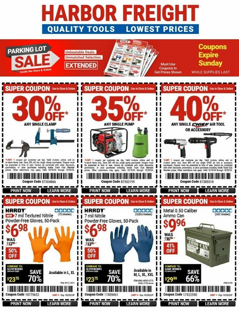 Harbor Freight Tools Best Offers & Special Buys from October 18