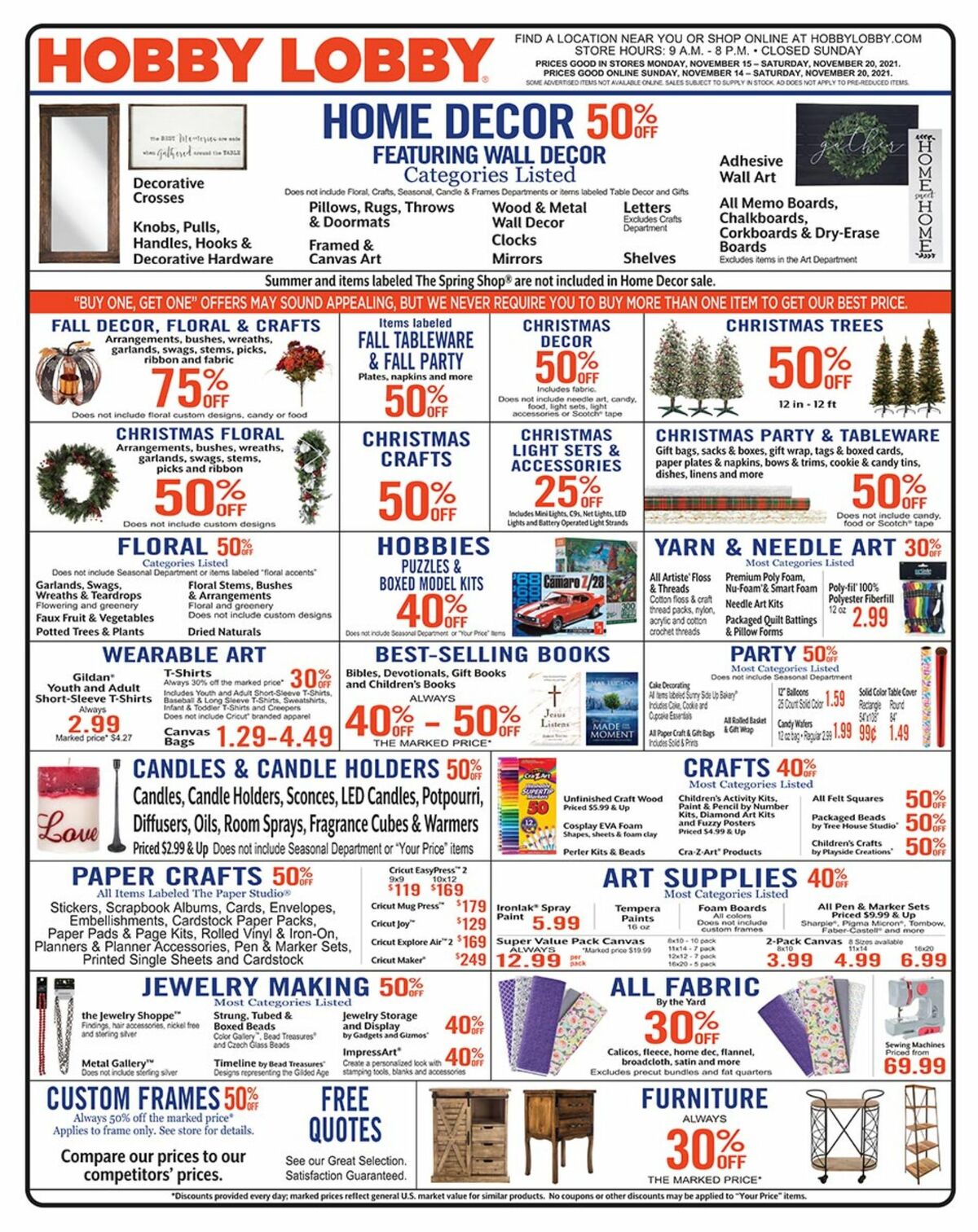 Hobby Lobby Weekly Ad from November 14