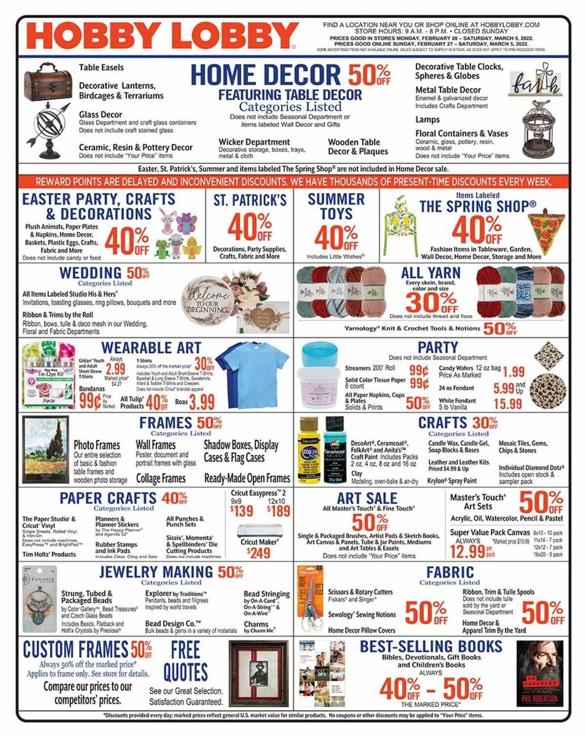 Hobby Lobby Weekly Ad from February 27