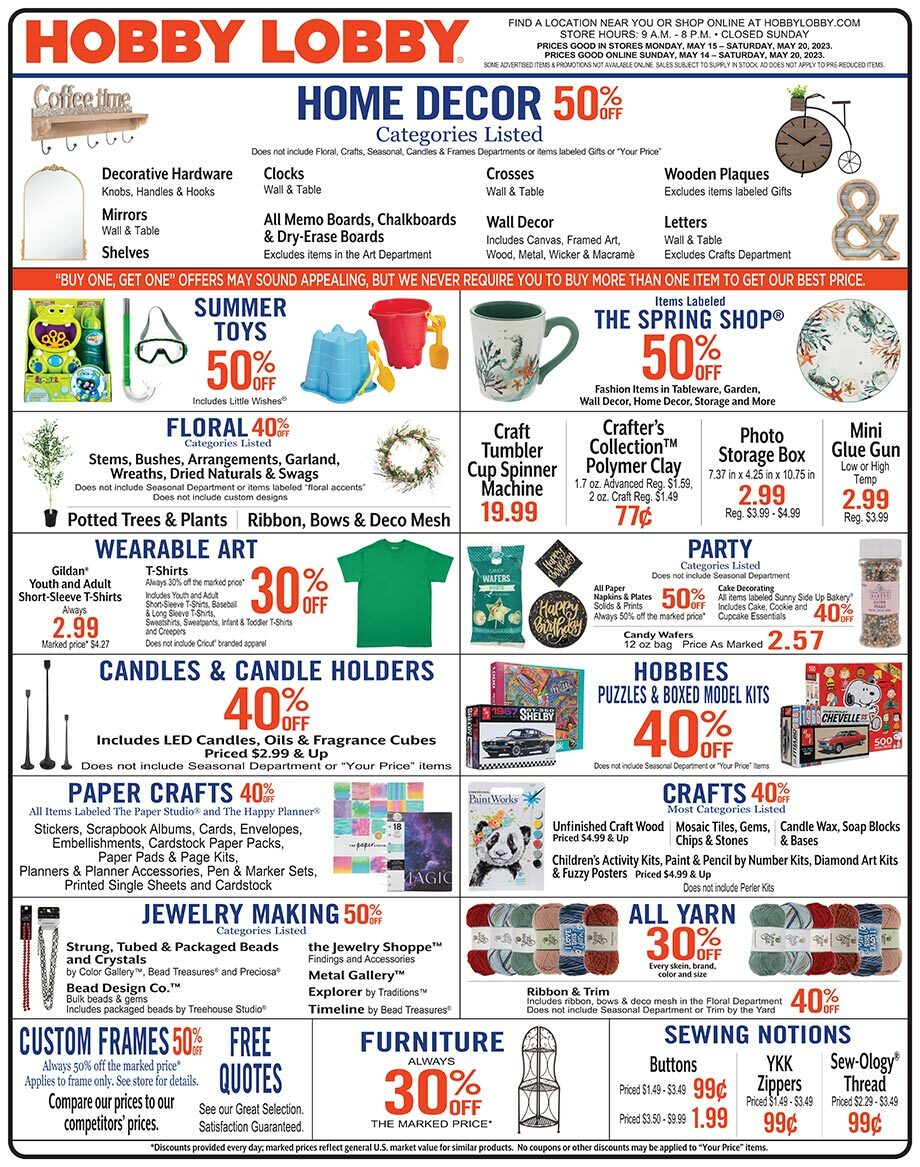 Hobby Lobby Weekly Ad from May 14