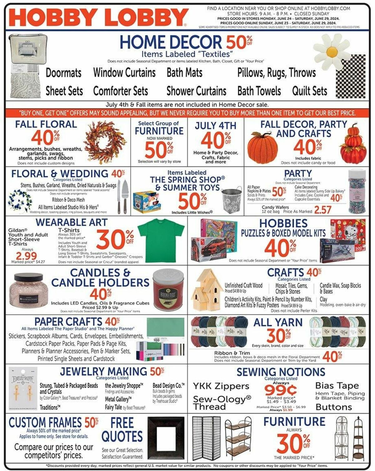 Hobby Lobby Weekly Ad from June 23