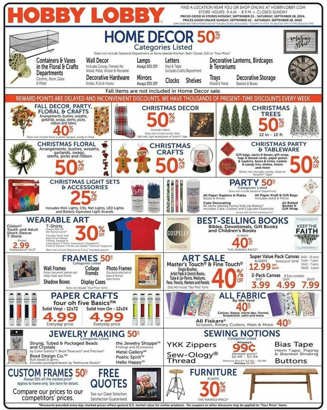 Hobby lobby weekly ad from september 22