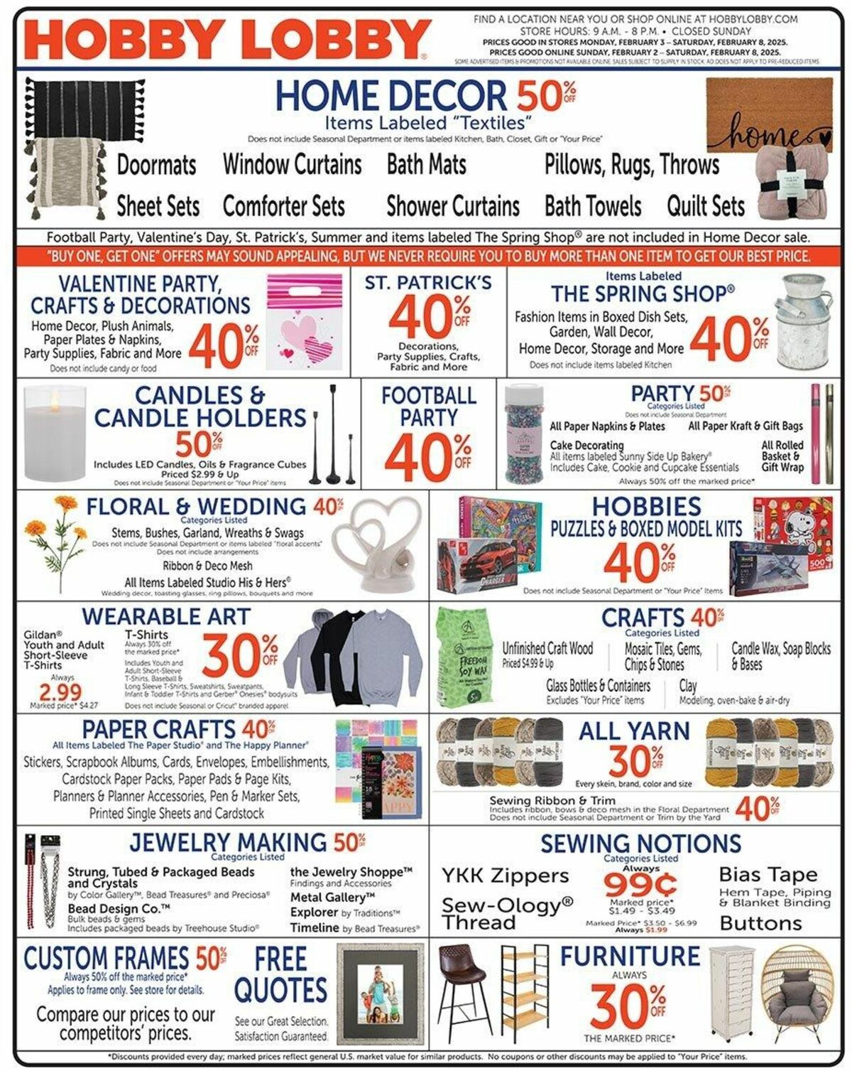 Hobby Lobby Weekly Ad from February 2