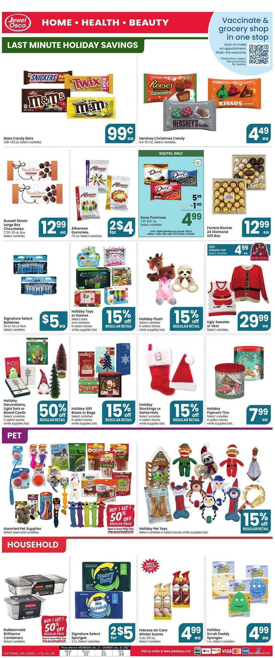 Jewel Osco Last Minute Holiday Savings Weekly Ad from December 21