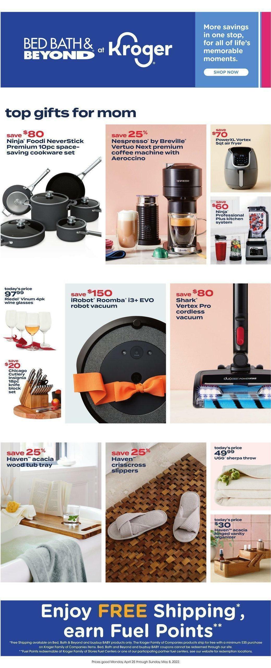 Kroger Bed, Bath & Beyond Weekly Ads & Special Buys from April 25
