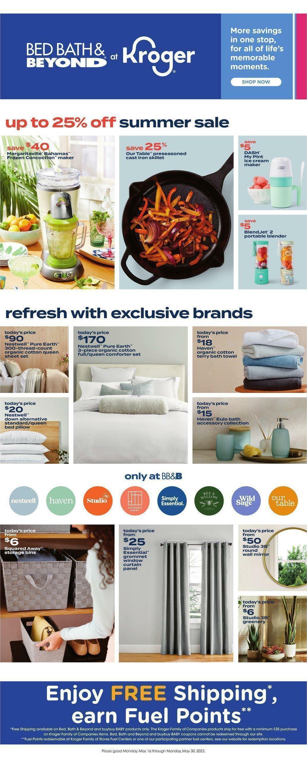 Kroger Bed, Bath & Beyond Weekly Ads & Special Buys from May 16