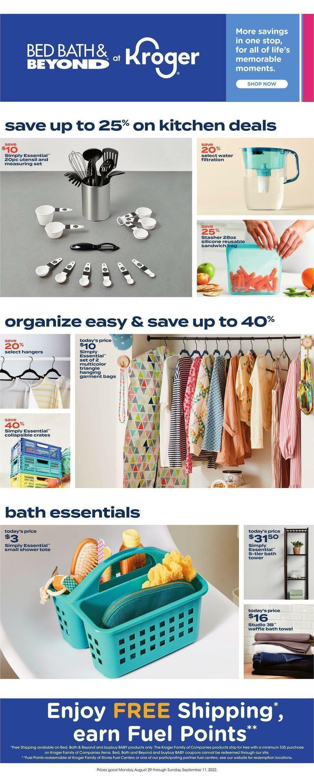 Kroger Bed, Bath & Beyond Weekly Ads & Special Buys from August 29
