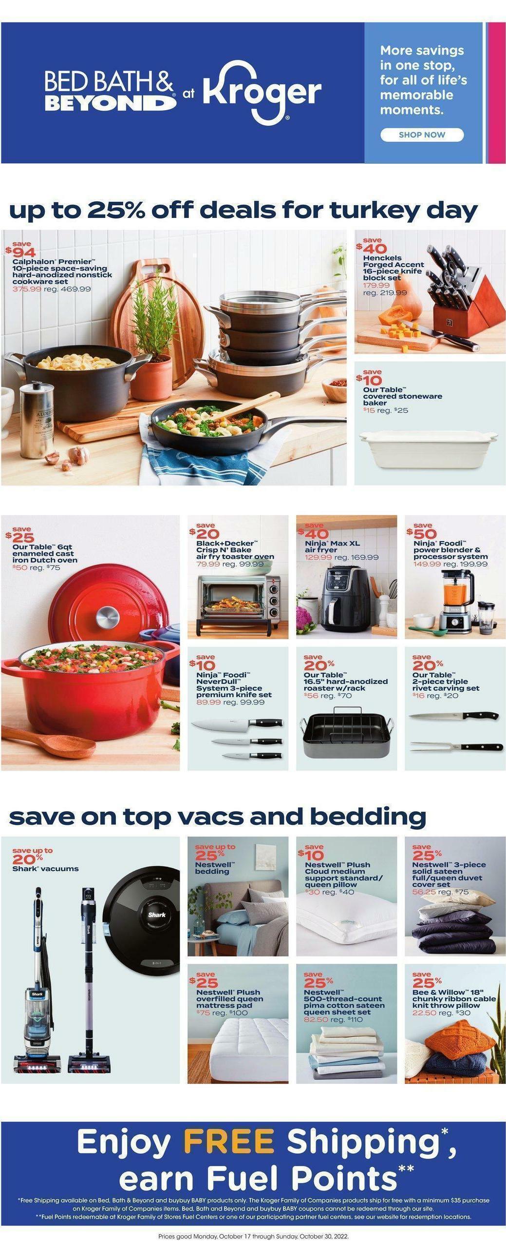 Kroger Bed, Bath & Beyond Weekly Ads & Special Buys from October 17