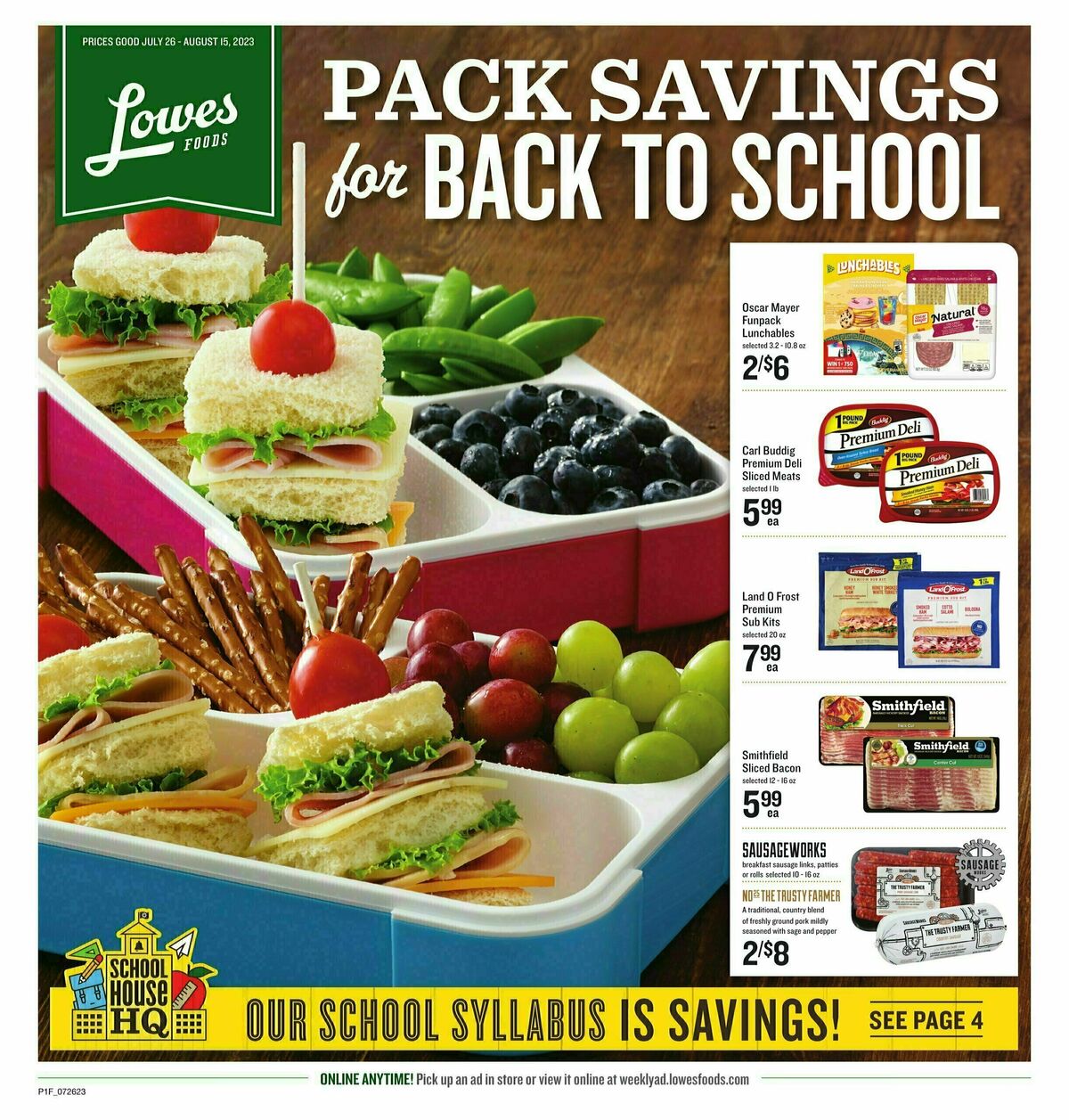Lowes Foods Back to School Flyer Weekly Ad from July 26