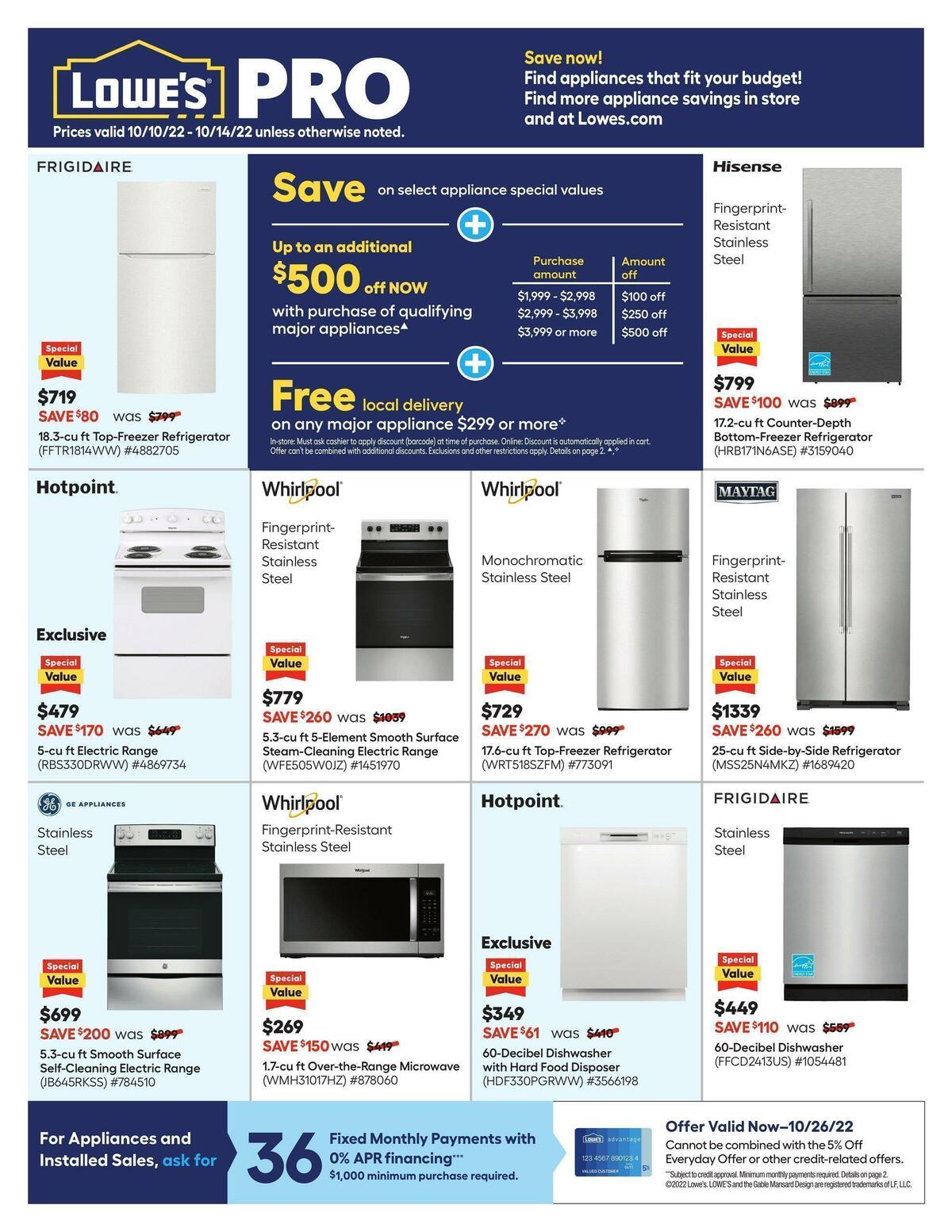 Lowe's Pro Ad Appliances Weekly Ads & Deals from October 10