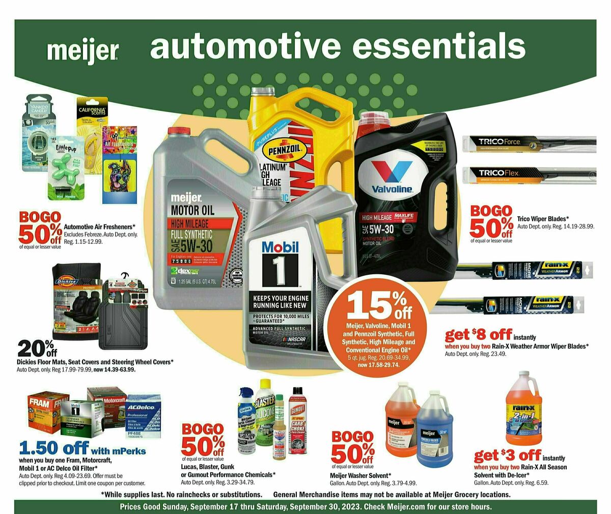 Meijer Automotive Ad Weekly Ad from September 17