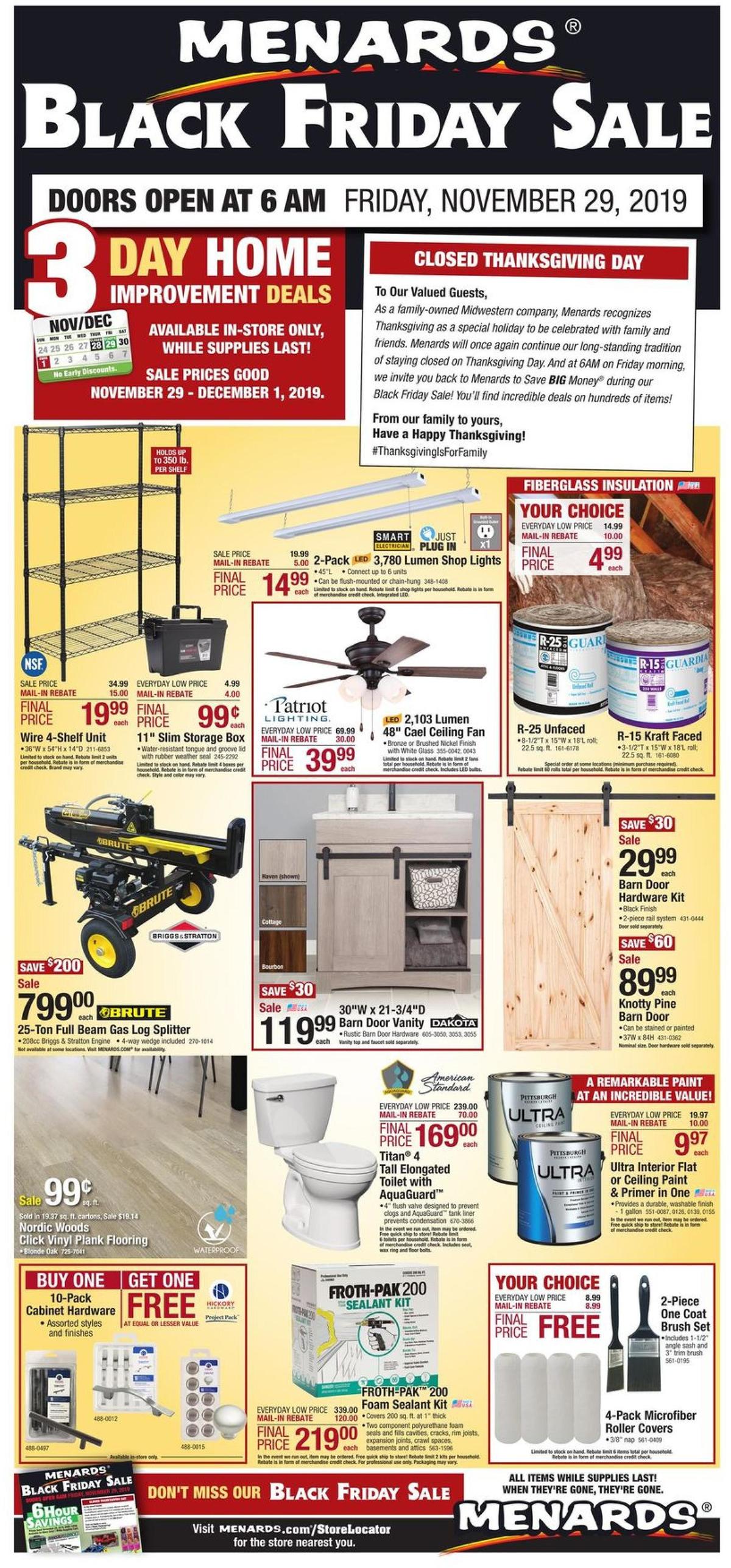Menards Black Friday Sale - Three Day Weekly Ads & Special Buys for November 29