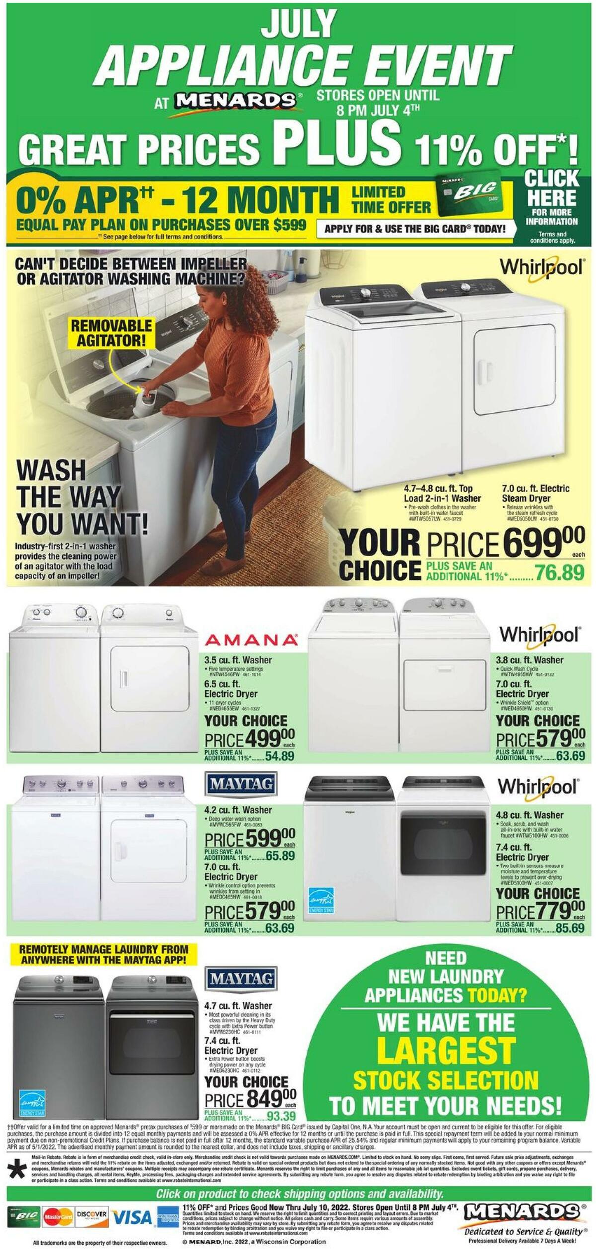 Menards July Appliance Event Weekly Ads & Special Buys from June 29