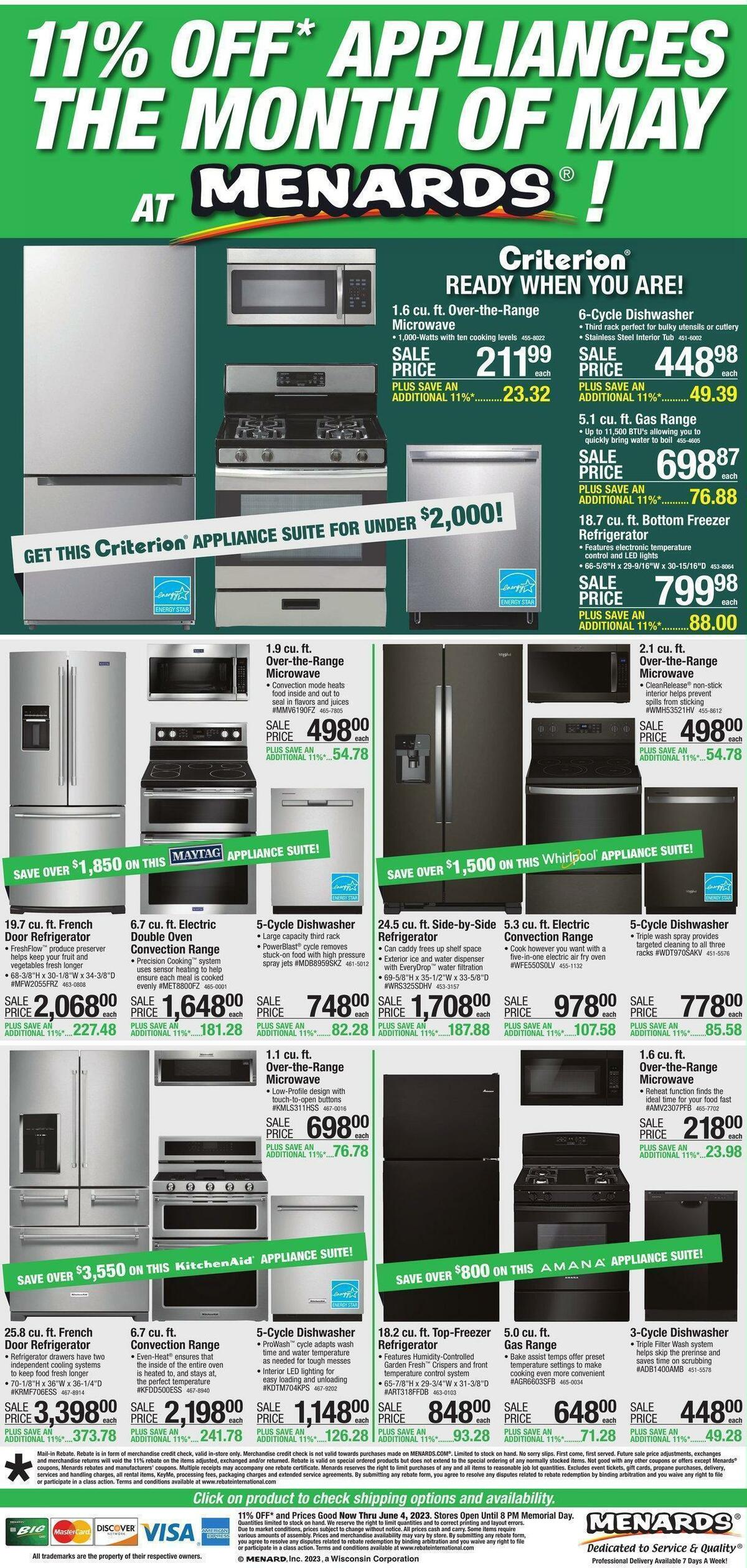 Menards Appliance Event Weekly Ads & Special Buys from May 25
