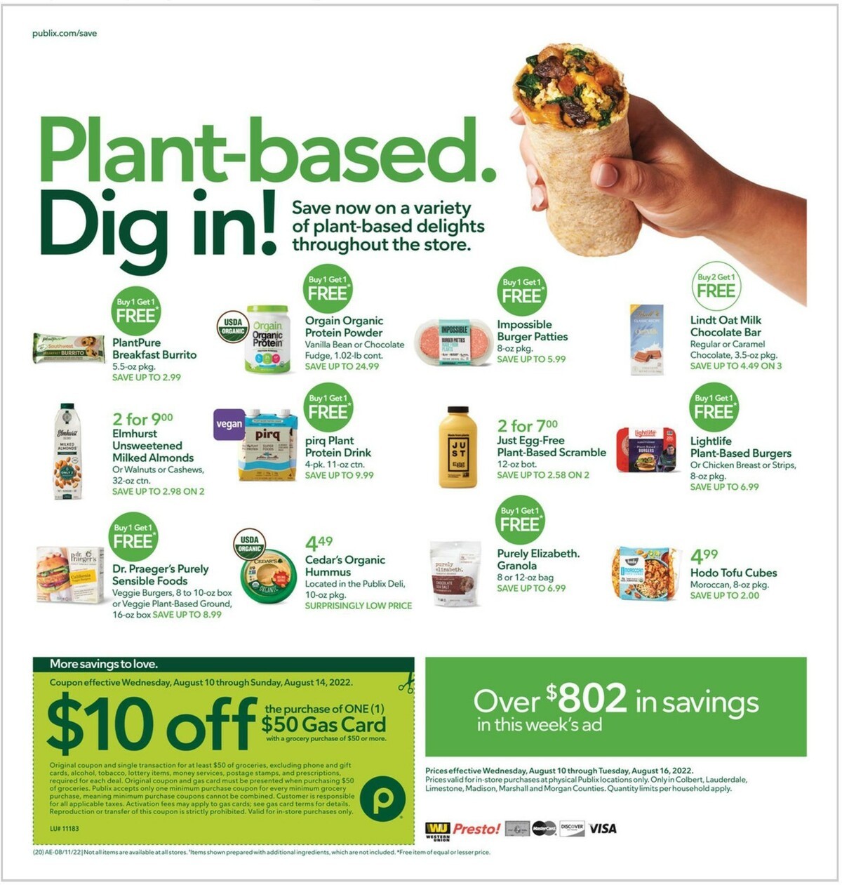 Publix Save on plant basedoptions Weekly Ad from August 10