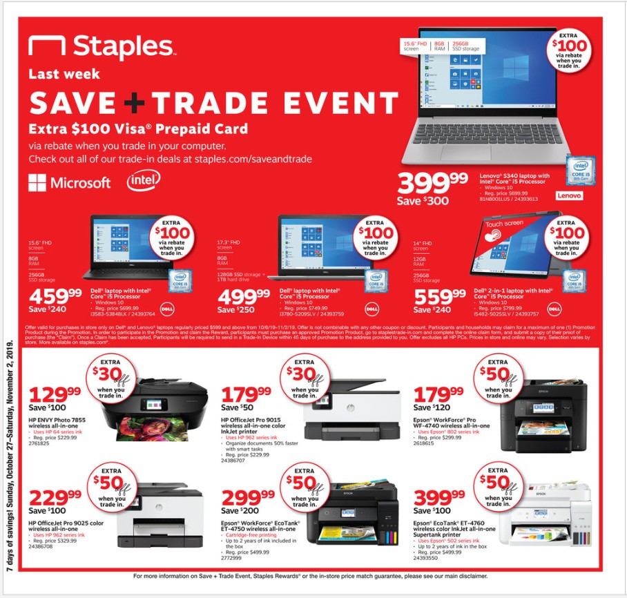 Staples Staples weekly ad from October 27