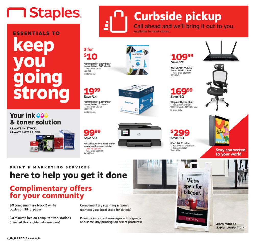 Staples Staples weekly ad from April 19