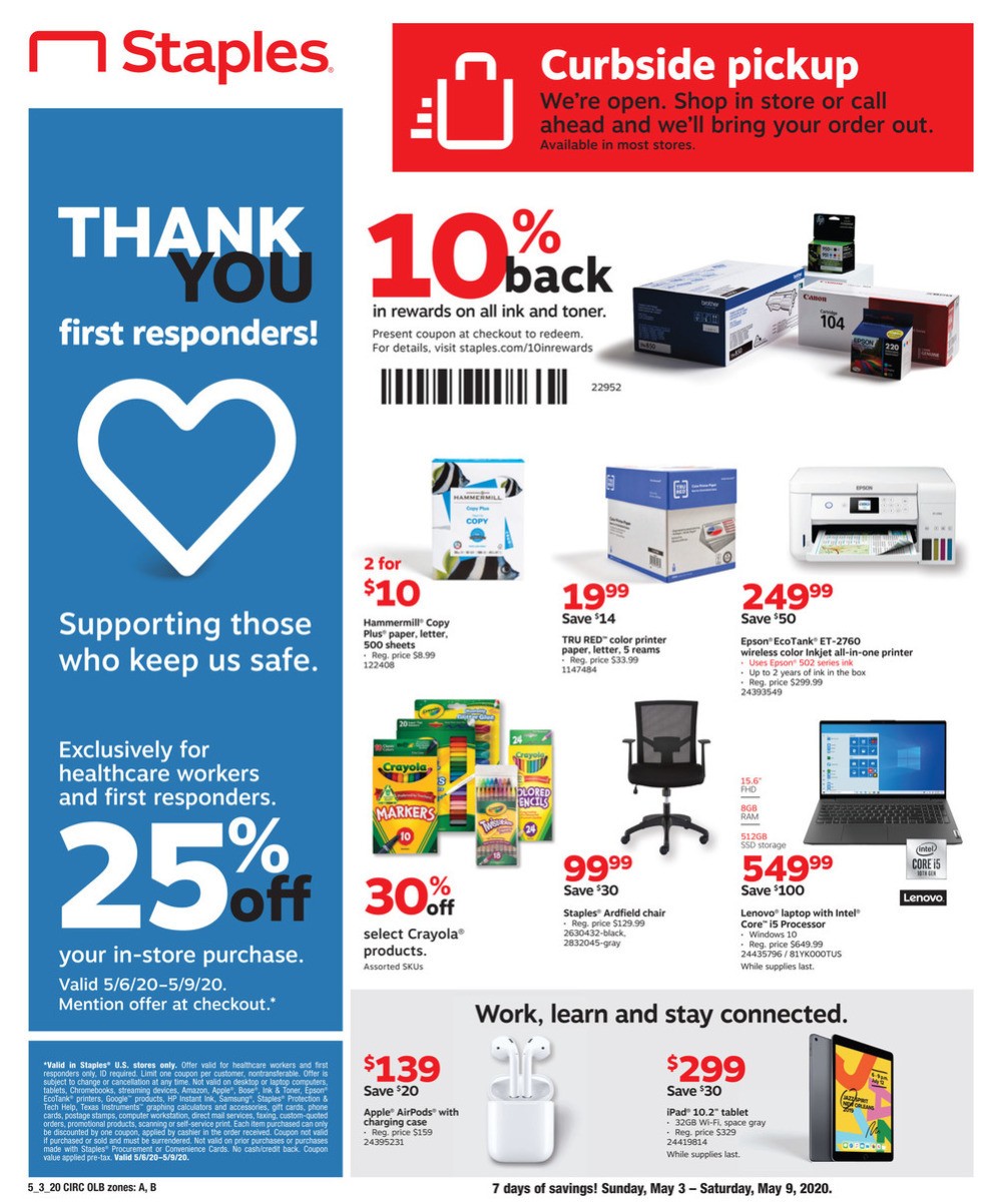 Staples Staples weekly ad from May 3