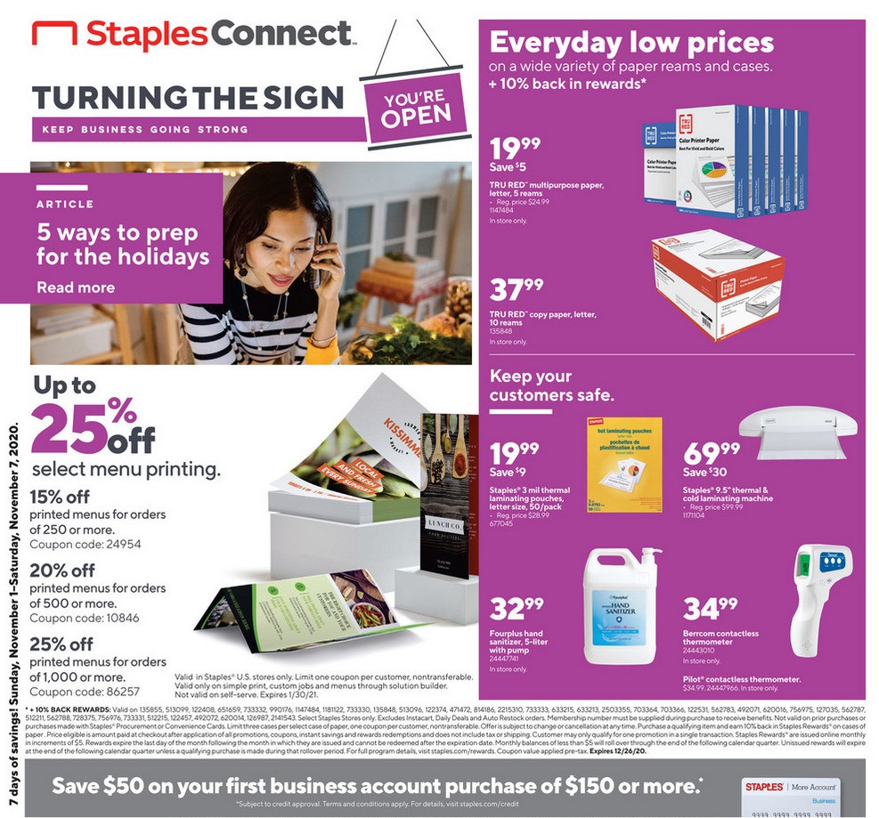 Staples Staples weekly ad from November 1